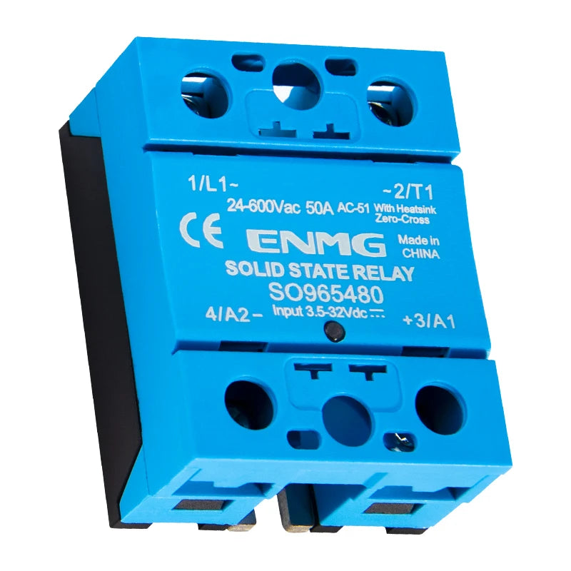 ENMG Single Phase Solid State Relay 12-24VDC Control AC Small SSR Non-Contact Contactor SO9496 Flame Retardant Optical Isolation