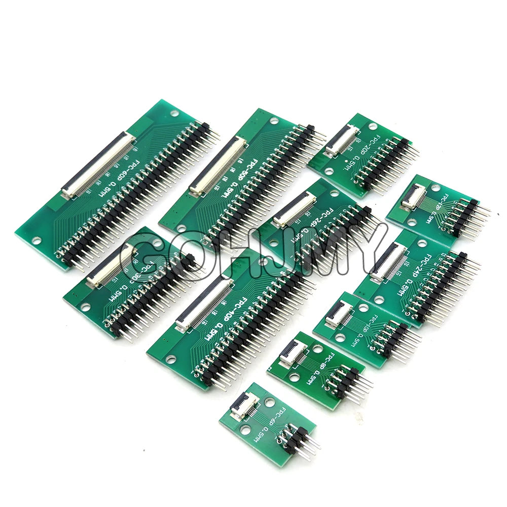 0.5mm 1.0mm To 2.54mm FPC FFC Adapter Board Connector Straight Needle And Curved Pin 6 8 10 12 20 24 26 30 34 40 50 60 80 Pin