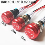 16mm/19mm/22/mm Emergency Metal Button Switch Indication STOP Machine Panel Dashboard Press Latching Button 1NO1NC/2NO2NC