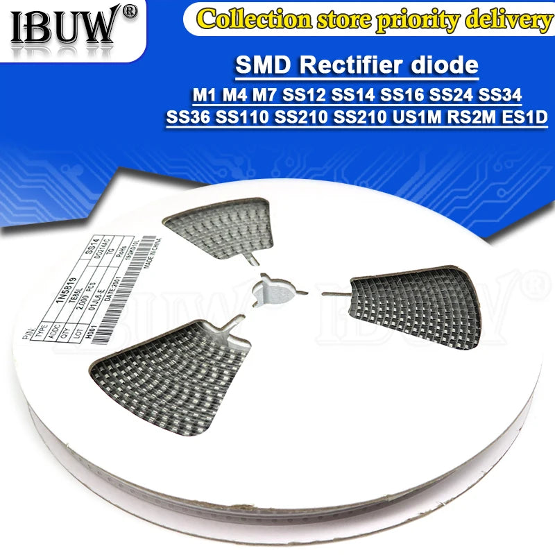 2000PCS SMA Rectifier diode M1 M4 M7 SS12 SS14 SS16 SS24 SS34 SS36 SS110 SS210 SS210 US1M RS2M ES1D DO-214AC Schottky diodes