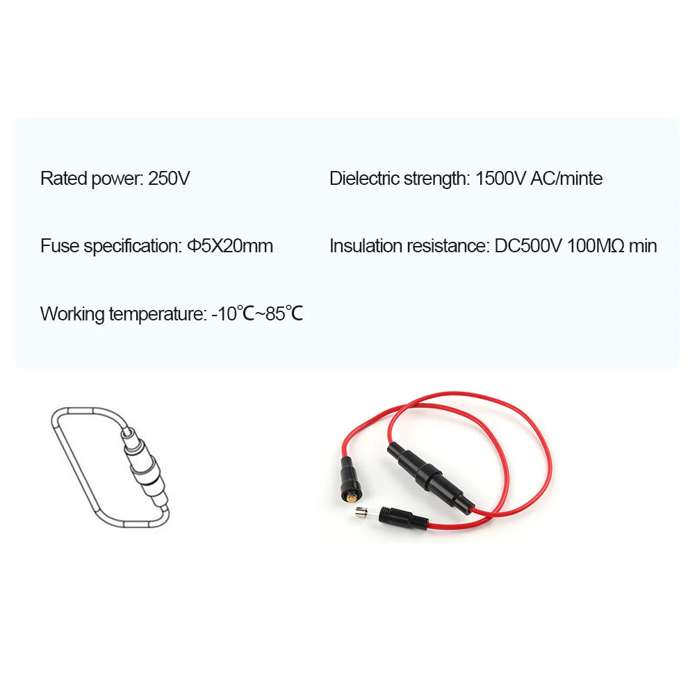 10PCS 5x20mm Glass Fuse Holder Fast Blow Screw Type 6x30mm with Electrical Wire Cable 250V AC Fuses Line Copper Strip Spring