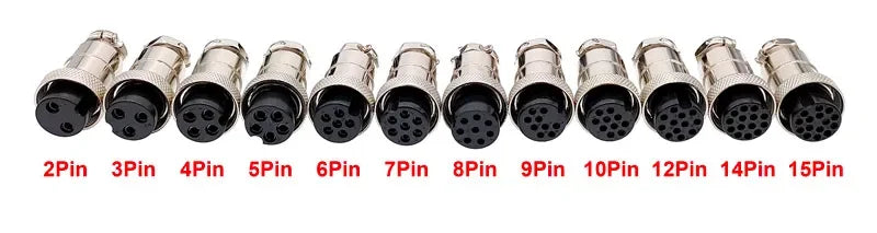 GX20 Docking Type Aviation Plug Socket 2 Pin to 15 Pin Male Female Butt Joint Circular Connector Inline Cable Wire Connector