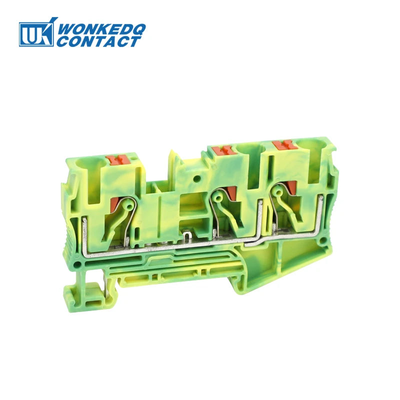 PT6-TW-PE Push-in Ground Terminals 6mm 1-in 2-out Din Rail Terminal Block Earthing Cable Connector Electrical PT 6-TWIN-PE