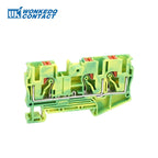 PT6-TW-PE Push-in Ground Terminals 6mm 1-in 2-out Din Rail Terminal Block Earthing Cable Connector Electrical PT 6-TWIN-PE