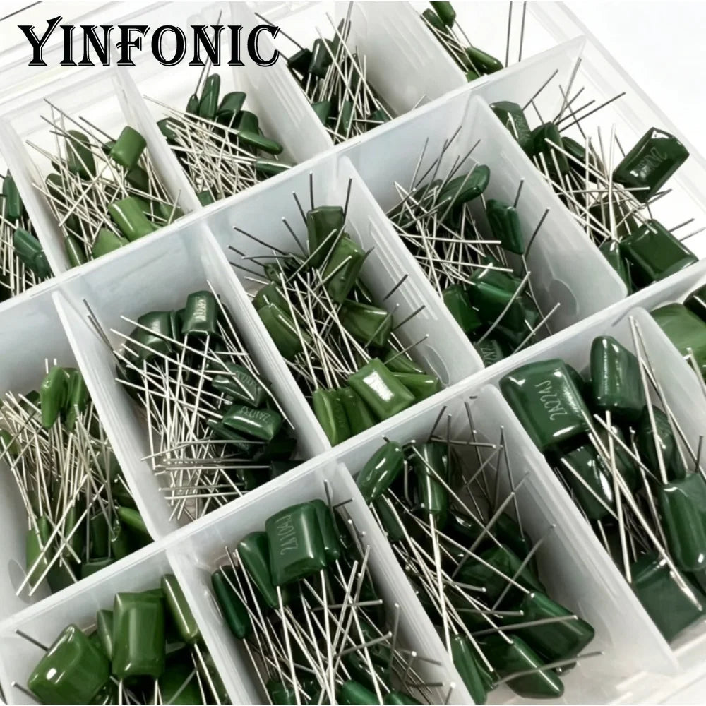 24Value 660pcs Mylar capacitor kit 100V 2A221J to 2A474J 10nF 100nF 0.1uF 1uF Polyester Film capacitor Assorted Kit