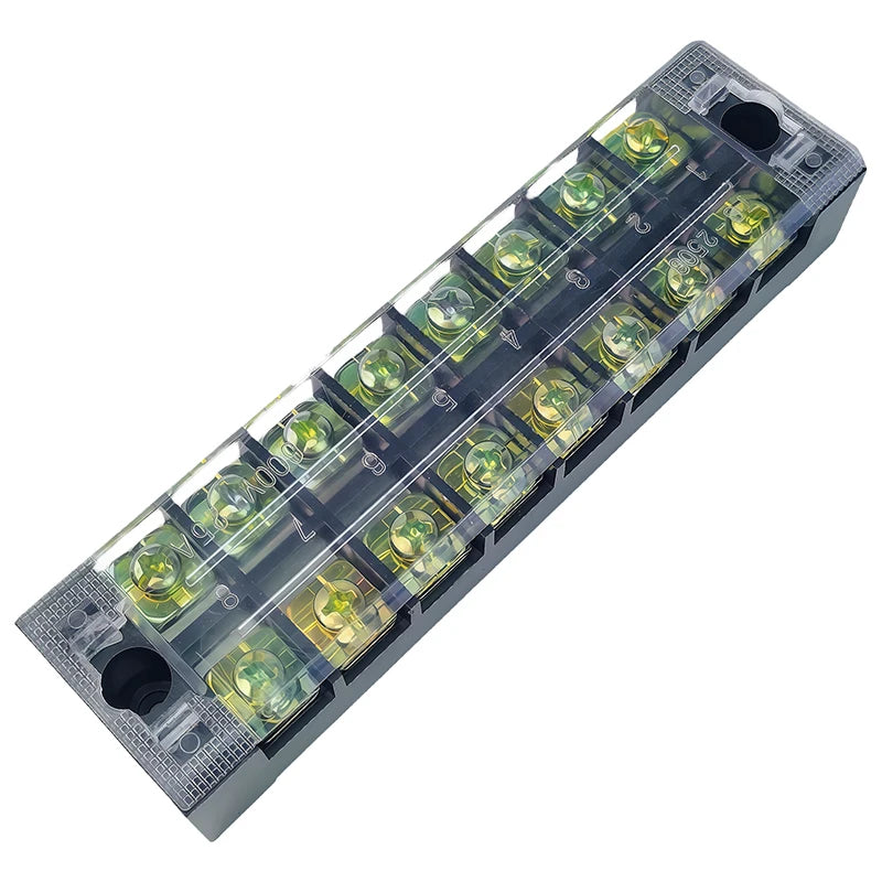 1PCS TB2508 Dual Row Thick Copper Screw Terminal Block Flame Retardant Grounding Strip Wire Connector Durable 600V 25A