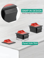 10pcs 15/30A 250V KCD2 KCD4 Rocker Switch DPST 4 Pin Red Lighted 120V Rocker Toggle Switch ON Off Heavy Duty