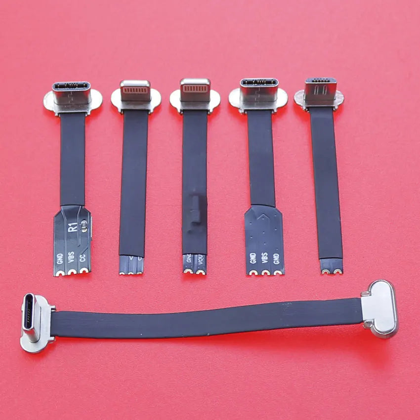 Micro USB Type-C Connector FPC 2Pin 3Pin W/ Resistor R1 Soft Flat Cable Male Charging Cable Fast Charge Wire Extention For Phone