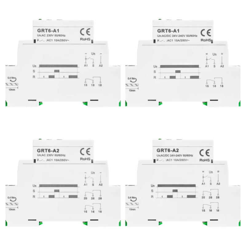 GEYA Delay Time Relay Electronic Type 10A AC230V OR AC/DC24V-240V Time Relay 24V 220V GRT6-A/B