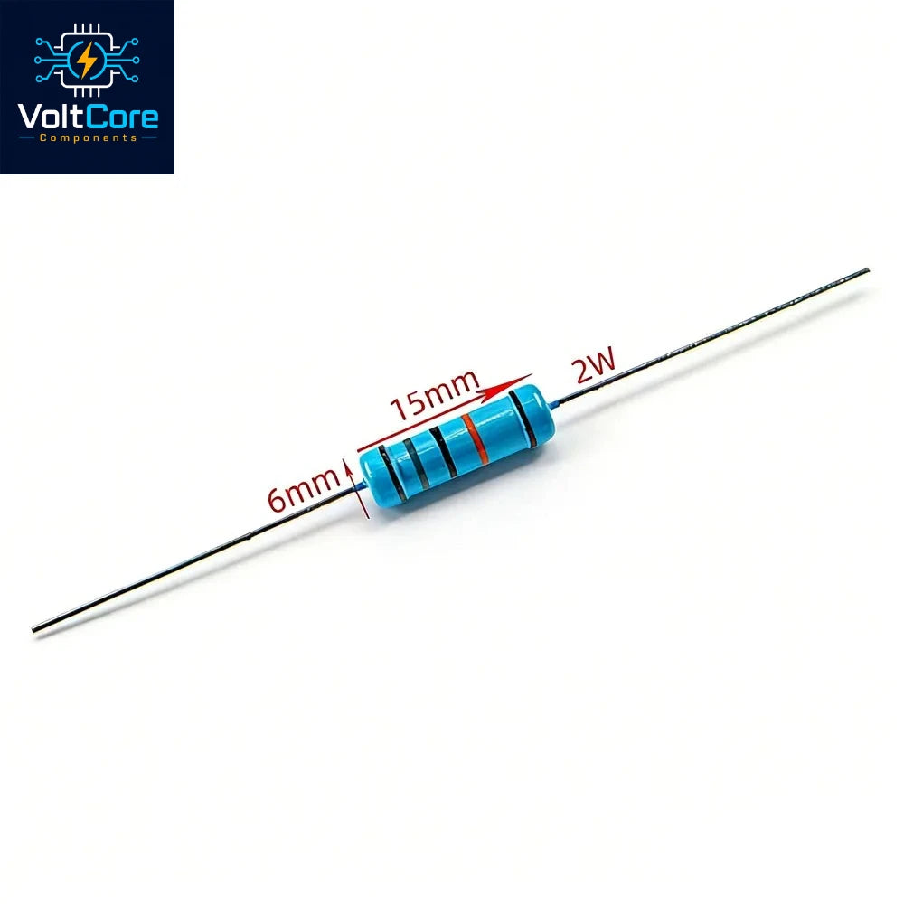 20pcs 2W Metal Film Resistor color Ring Power Resistor 0.1~1M 0.12R 0.22 2 3 3.3 4.7 10R 47 100 470 1K 2.2 22K 33 4.7K 100KOhm