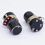 2Sets WH138 B5K B10K B20K B50K B100K B250K B500K Ohm Single Linear Taper Dimmer Potentiometer with Switch and Black Alloy Knob