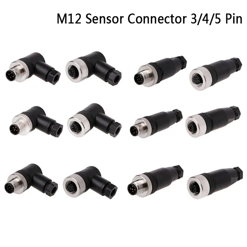 New 1PCS 3/4/5 Pin  M12 Sensor Connector Waterproof Plug Aviation Plug M12 Connector Male And Female Plug Pin Hole 4 5 8 12 Core