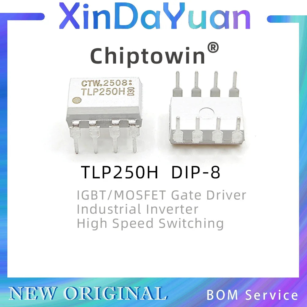 Chiptowin TLP250H DIP-8 Photocoupler, IGBT Gate Driver, 3750V Isolation, 40kV/µs CMR, RoHS, for Industrial Inverter