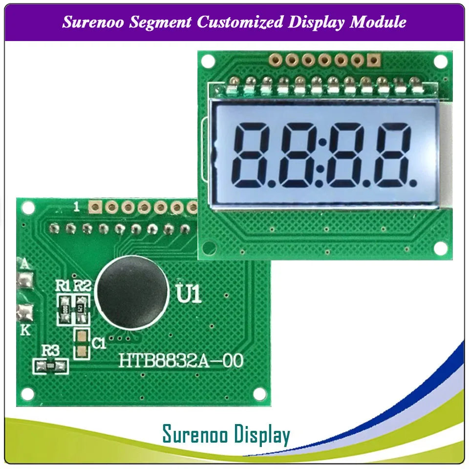 Surenoo 6-Digit "8 8 8.8.8.8" 7 Segment Digital 5V  LCD Module Display Screen Panel build-in HT1621 Controller w/ Backlight