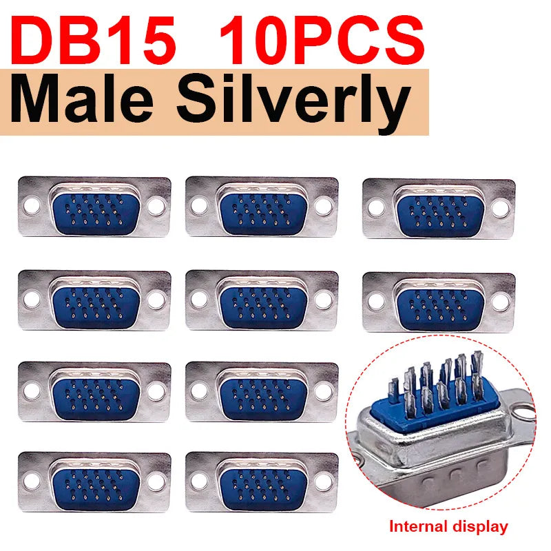 10PCS DB9 Adapter Connector Core RS232 Serial COM Plug Connectors Hole/pin DB15 Female Male Port Socket D Sub DP9 Plastic Case