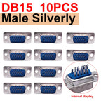 10PCS DB9 Adapter Connector Core RS232 Serial COM Plug Connectors Hole/pin DB15 Female Male Port Socket D Sub DP9 Plastic Case