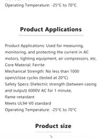SCT-013 Split Core Current Transformer 5A 10A 15A 20A 30A 50A 60A 100A Multi-range Non-invasive Clip-on AC Current Sensor