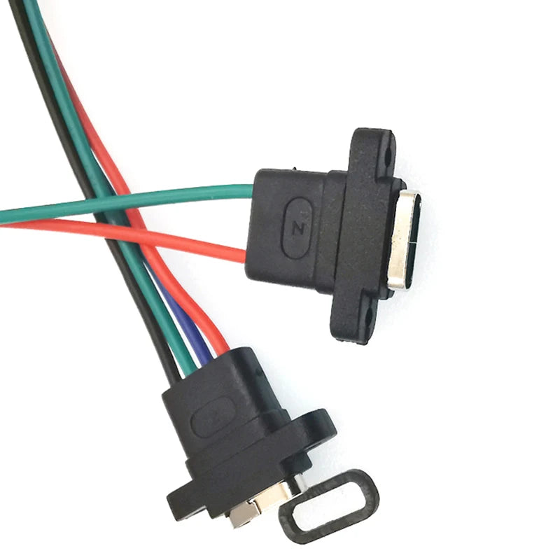 USB-C Type Connector Type-C 2Pin 4Pin Welding Wire Female Waterproof Female Socket Rubber Ring High Current Fast Charging Port