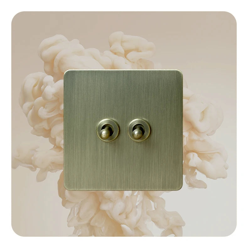 Avoir Bronze Brushed Toggle Switch 1-4 Gang 2 Way Metal Lever Wall Light Switches Standard Plug Adapter Electric Socket With Usb