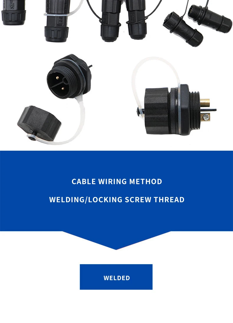 Waterproof M16 2 3 4 5Pin 6 7 8 9 Pin Cable Connector Outdoor IP68 Screw/Welding Male Female Wire Power Aviation Plug Connector