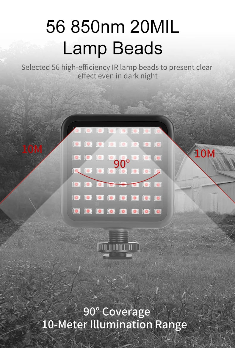 IR Infrared Fill Lights Photography Night Vision Ordro On-Camera Video Lamp 56pcs LED Beads for IR DSLR Digital Camcorder Camera