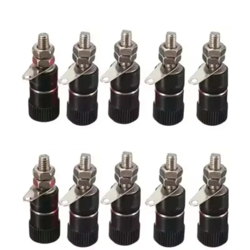 10pcs 4mm Red&Black Banana Socket Professional Binding Post Nut Banana Plug Jack Connector Nickel Plated For 4mm Banana Plug