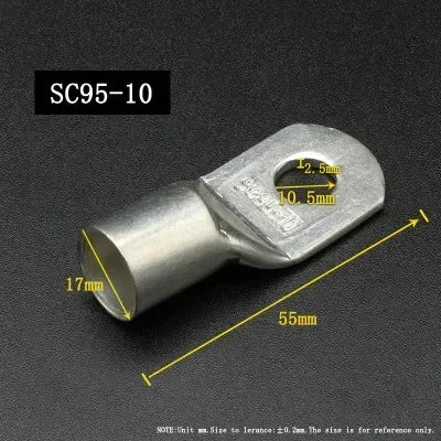 SC Type Wire Nose Terminal SC35 SC50 SC70 SC95 Bare Copper Battery Block Lugs Hole ID 6 8 10 12mm Crimp DTGA Cable End Connector