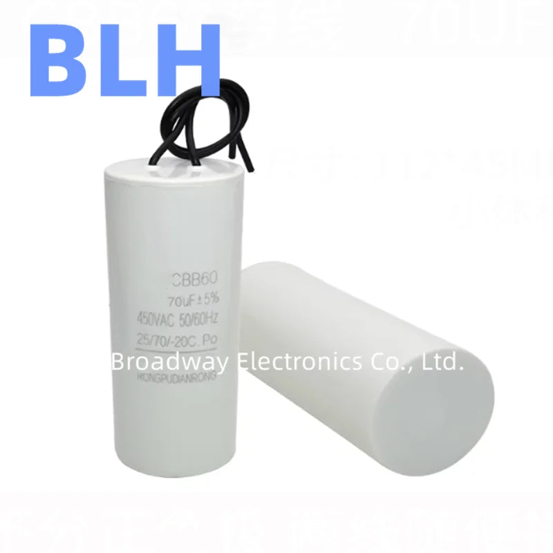 CBB60 450V Motor Washing Machine Dehydrator Water Pump Starting Capacitance 20UF 25UF 30UF 35UF 40UF 45UF 50UF 55UF 60UF 70UF