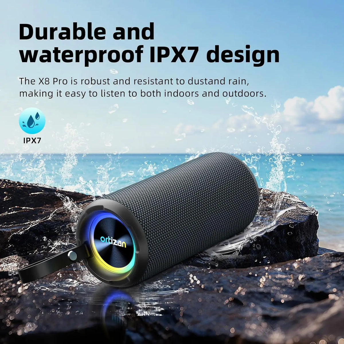 Ortizan Bluetooth Speakers 40W TWS Portable Speaker with Stereo Sound Bass, Bluetooth 5.3 Wireless USB Type C Outdoor, 6600mAh Battery