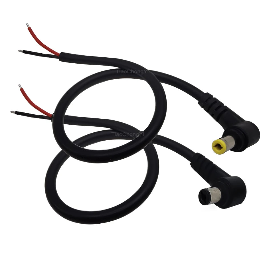 18AWG DC Power Connector 5.5 X 2.1mm / 2.5mm Male To 5.5 2.1/2.5mm Male Plug Cable Right Angled 90 Degree Power Cable 29cm