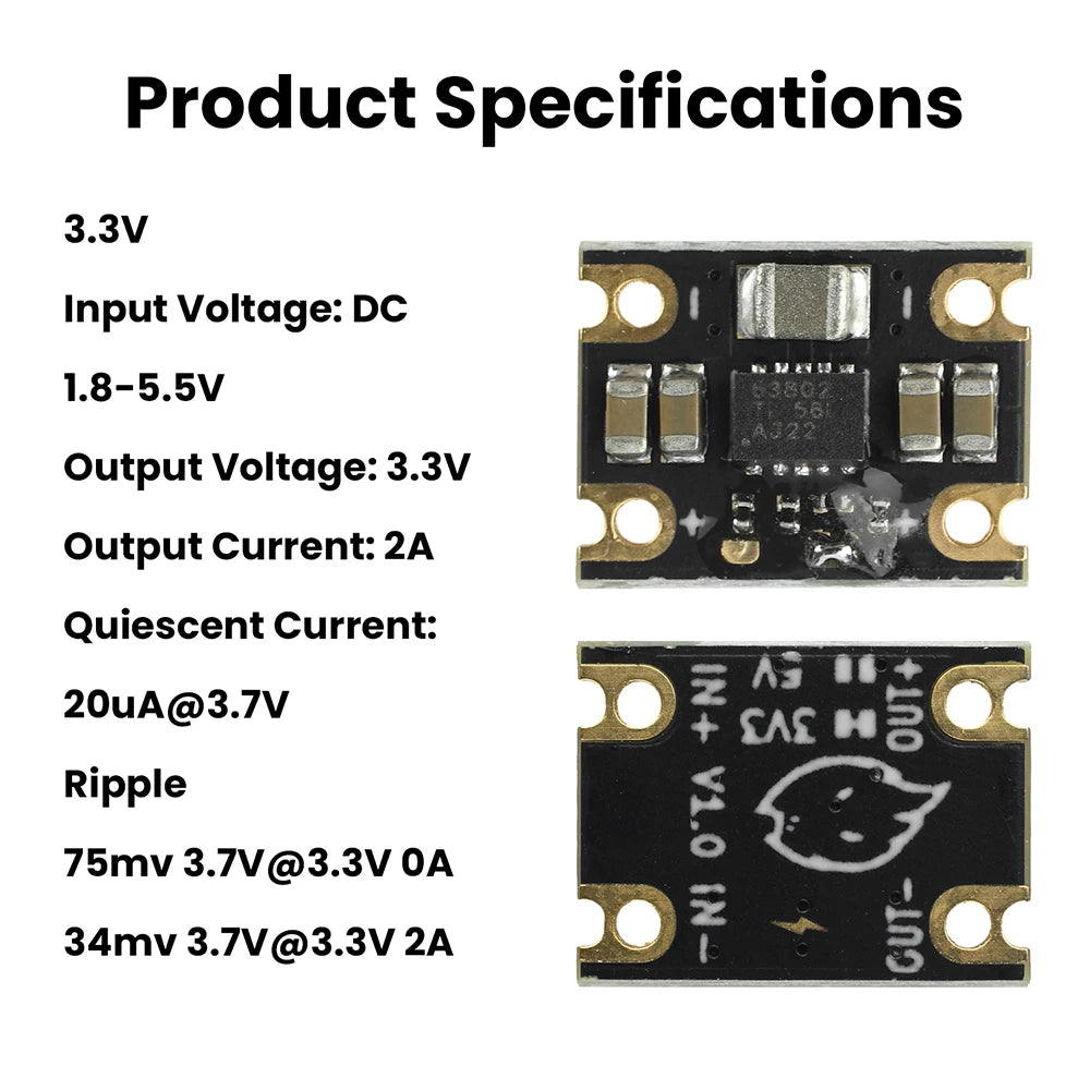 TPS63802 Lithium Battery Boost Buck Module DC 1.8-5.5V to 3.3V/5V Step Up Down Power Supply Module TPS63802 Boost Buck Converter