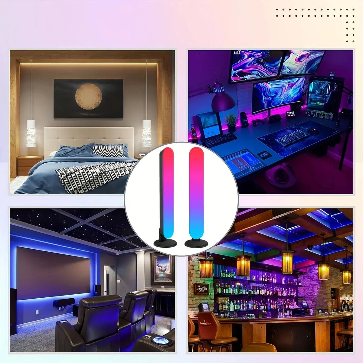 2pcs RGB Led Light Bar Music Rhythm Lights for  Gaming Room Tv and Party Decoration Sync with Music Rgb Desk Lamp