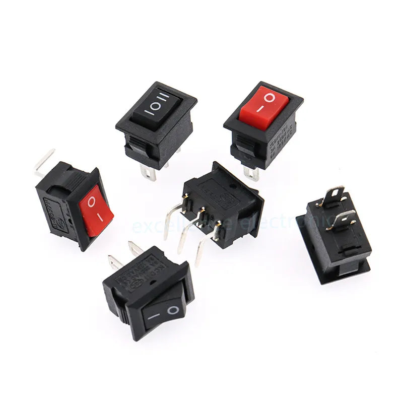 5/10PCS KCD11 Rocker Switch 10*15mm Mini Push Button Switch ON-OFF / ON-OFF-ON 2 Pins / 3 Pins 3A 250VAC / 6A 125VAC 10x15mm