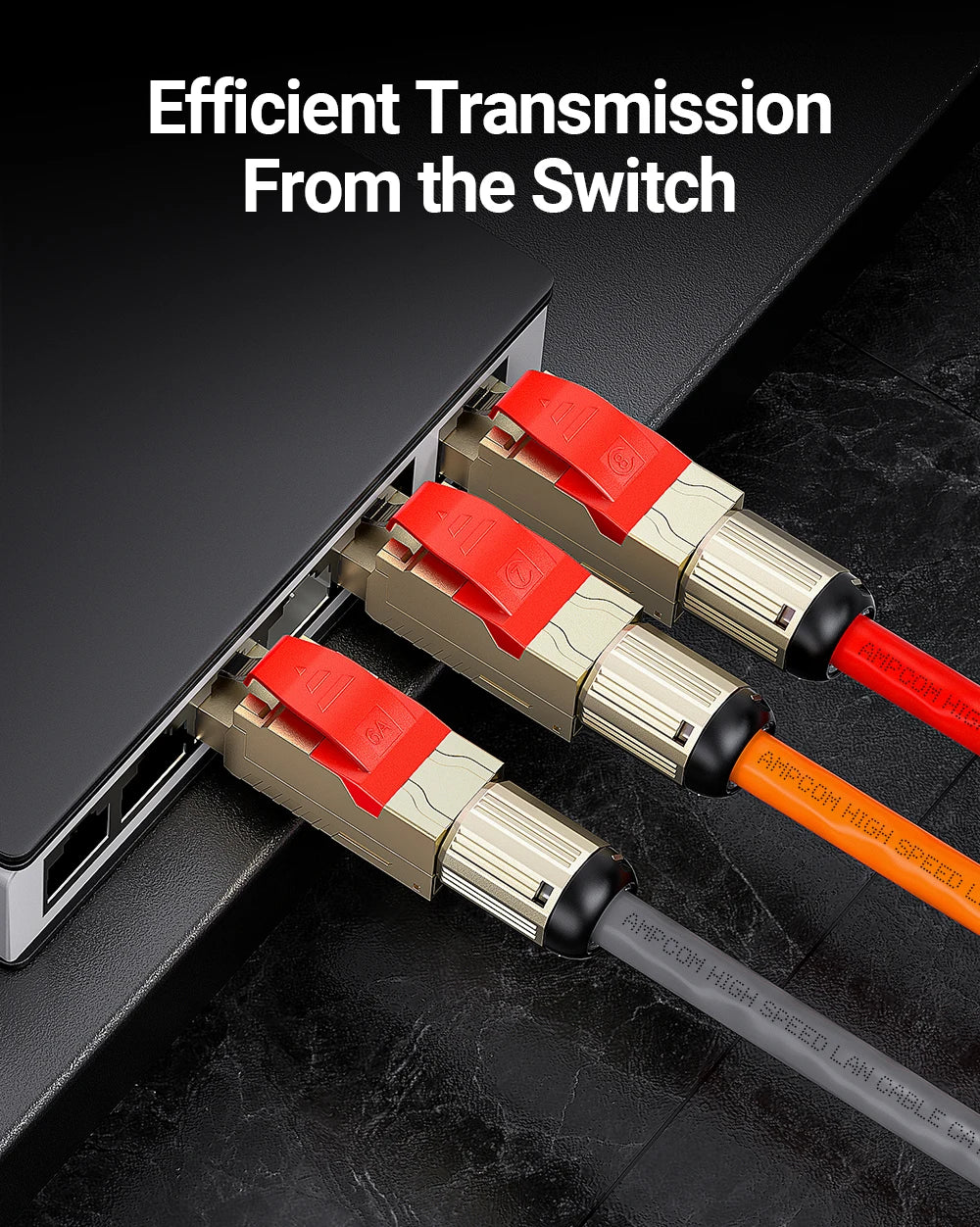 AMPCOM RJ45 Connector, CAT8 STP Tool Free Shielded Modular Plugs CAT7 CAT6A Zinc Alloy Field Termination Plug 40Gbps 2000Mhz