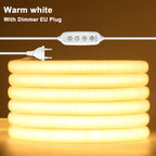 Dimmable Switch 220V COB LED Strip Neon Light Dimmer Power Kit Waterproof 3000K 4000K 6000K 288LED Kitchen Room Decor Flex Lamp