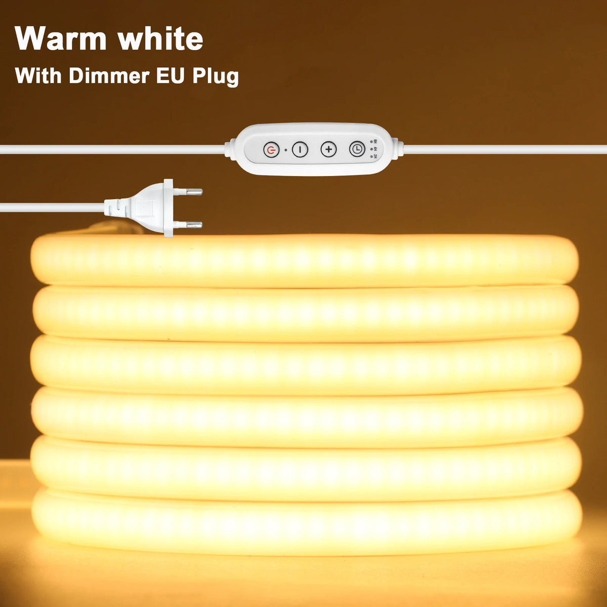 Dimmable Switch 220V COB LED Strip Neon Light Dimmer Power Kit Waterproof 3000K 4000K 6000K 288LED Kitchen Room Decor Flex Lamp