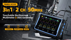 FNIRSI 2C53P 3 in 1 Digital Handled Oscilloscope Multimeter Signal Generator Touch Screen 2 Channel 50MHZ 250Ms/S 19999 Counts