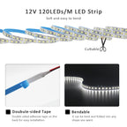 DC 12V LED Strip Light SMD 2835 120LEDs/m Red Green Blue Warm Cold White Home Decor Flexible Ribbon Tape Rope Linear Lighting