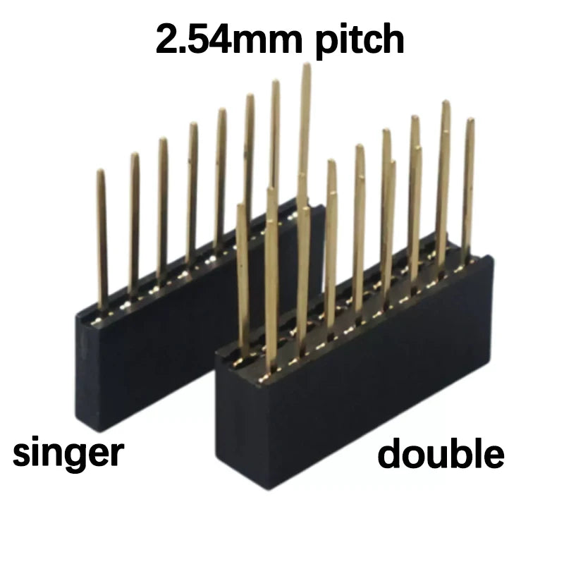 10PCS 2.54mm Pitch Straight Pin Header Male Connector 1x6/1x8/1x10/1x15/1x20/1x40 2x6/2x8/2x10/2x20 Single/Double Row PC