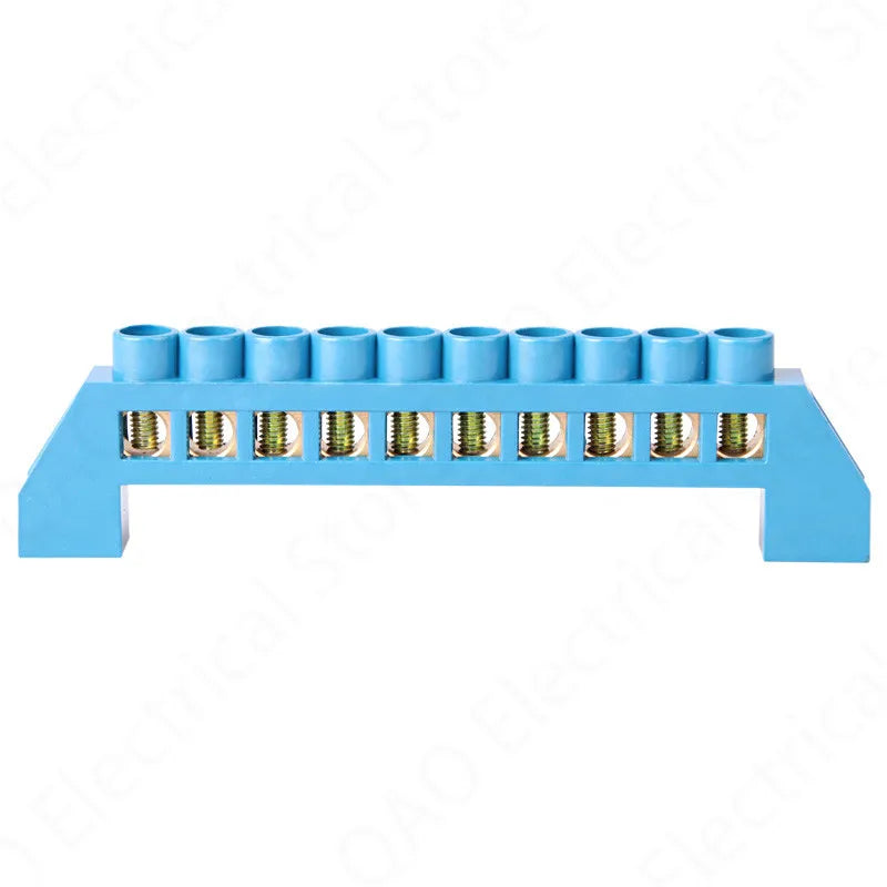 4/6/8/10/12 Positions Terminal Block Connector Strip Brass Ground Neutral Bar Electrical Distribution Wire Screw Terminal Blue