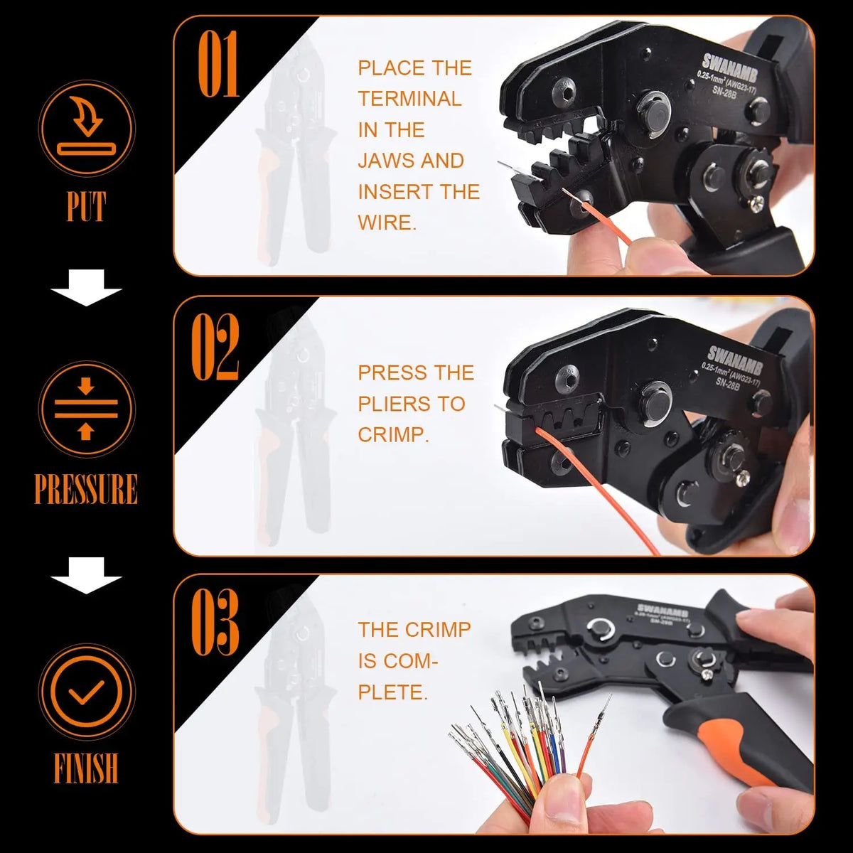 SN-28B Crimping Plier Jst Dupont Crimp Tool Set 0.25-1mm² 2.54mm Cable Jumper Wire Pin Header Housing Terminals Clamp kit