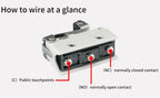 10Pcs Horizontal Limit Switch Long Hinge Roller Lever Momentary SPDT 1NO 1NC 380V 10A Industrial Travel Position Switch IP54