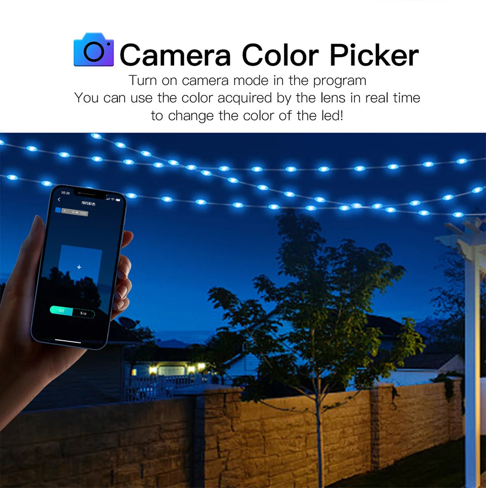 40M Led String RGB Light Smart Outdoor Festoon Party Leather Line IP65 Bluetooth Music Lamp String Fairy Lights Holiday Lighting