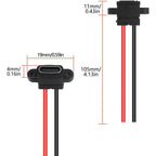 Waterproof USB3.1 Type C Female Panel Mount Socket 2Pin 3A High Current Fast Charging Welding Connector with Rubber O Ring Seal