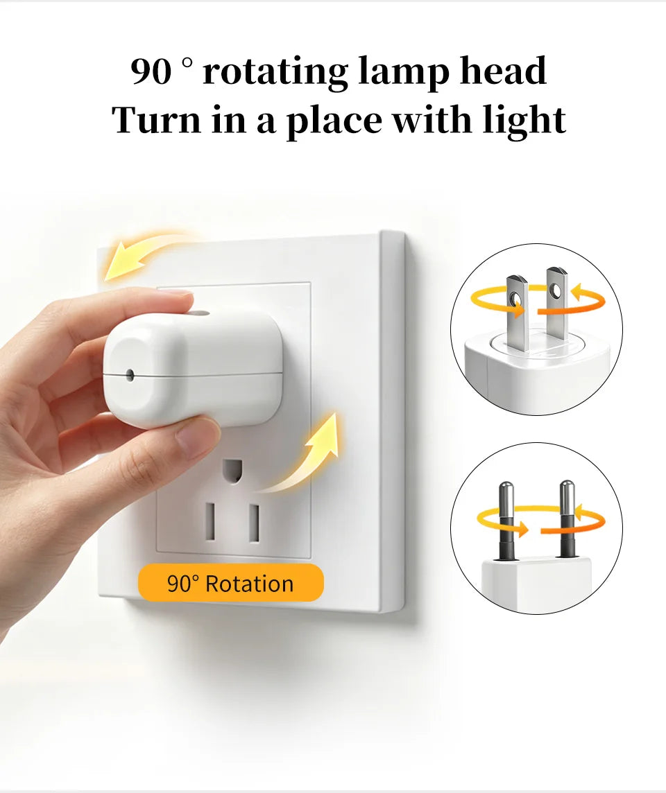 1/2/3/4pcs EU/US Plug LED Night Light Plug in Dusk To Dawn Sensor Auto on Off Rotatable Soft Light for Kids Room Kitchen Hallway