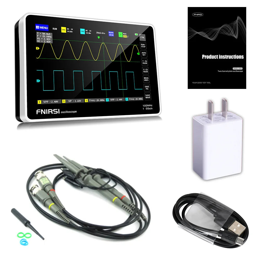 FNIRSI-1014D 1013D TC3 Oscilloscope 3-in-1 Dual Channel Input Signal Generator 100MHz * 2 Analog Bandwidth 1GSA/s Sampling Rate