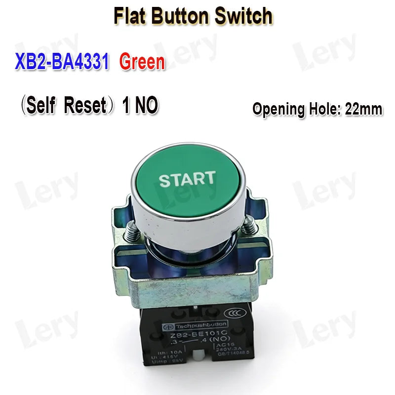 1Pcs XB2-BG21 XB2-BA31 XB2-BS54 22mm Knob Key Start Inching Power on Button Switch Self Reset Small Mushroom Head Emergency Stop
