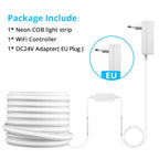 Tuya Alexa WIFI COB LED Strip Light Dimmable 280LEDs/M Neon Lights Waterproof Pure Silicone Tube for Kitchen Room Garden Decor
