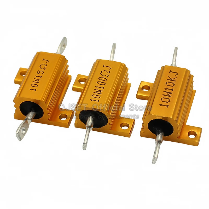 1pcs RX24-10W Golden Aluminum High Power Current Limiting Resistors 0.1 ~ 10K 0.5 1 2 3 5 8 10 20 100 150 200 300 500 1K 5K Ohms