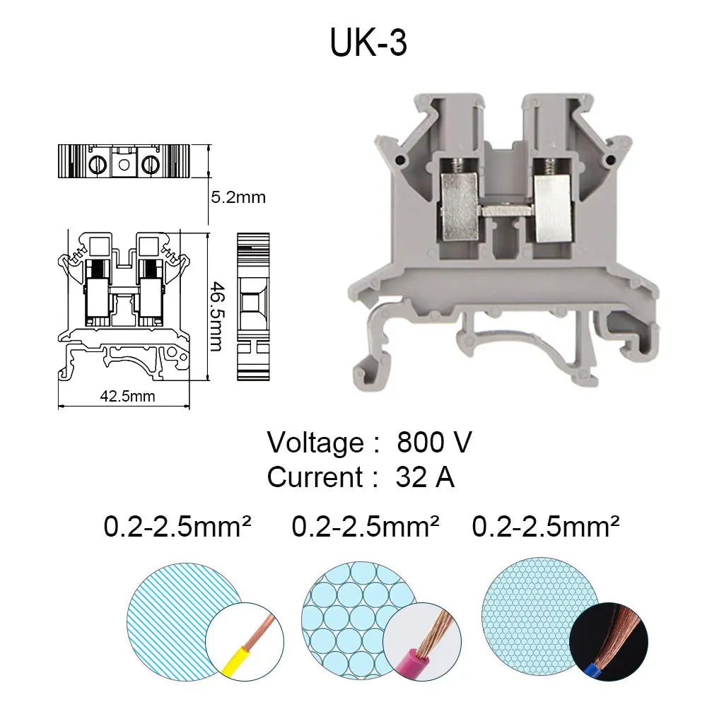 4PCS Wire Electrical Conector Terminal Connector Screw Cable Din Rail Terminal Blocks Strip Power Distribution Block Terminator